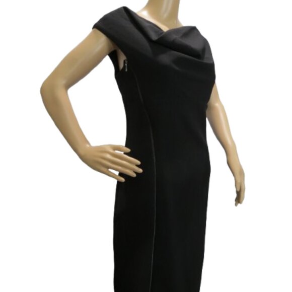 Evan Picone Black Cowl Neck Sheath Dress - Picture 2 of 7